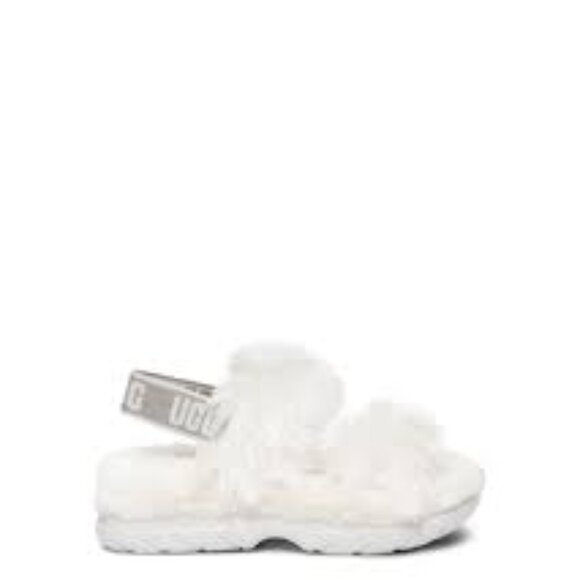 UGG Women's White Fluff Sugar Slip-On Back Strap Casual Slide Sandal Size 6 - Picture 1 of 7